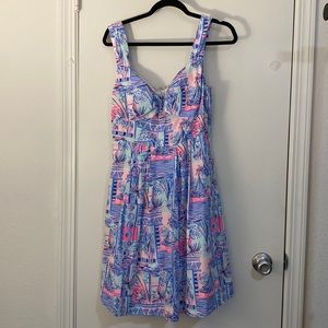 LILLY PULITZER Sz6 CYNDI SWEETHEART FIT & FLARE DRESS WHISPER BLUE
